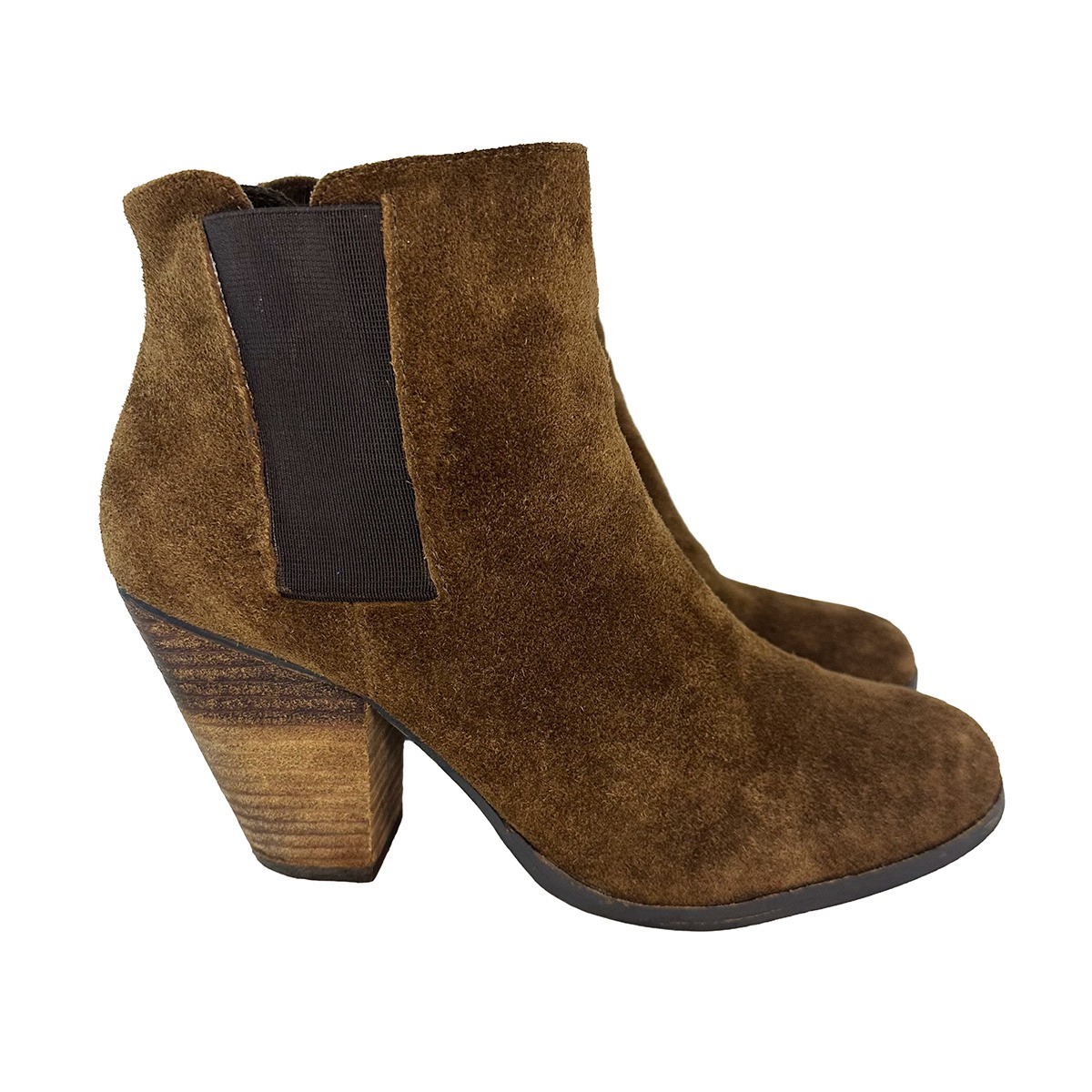 Vince Camuto Suede Block Heel Ankle Boots 8.5 Brown